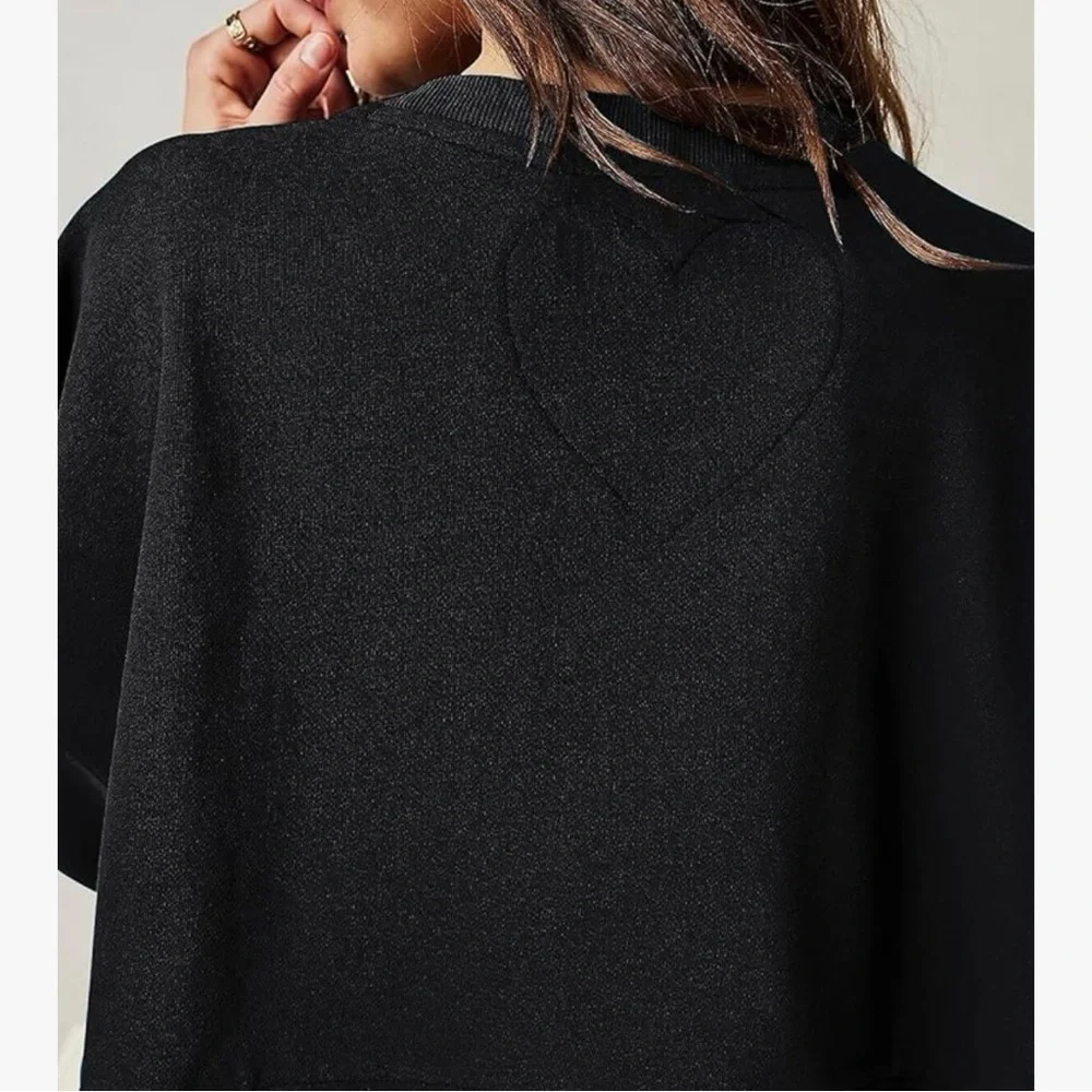 Long Sleeve Black Sweatshirt Dress - Picture 2 of 3